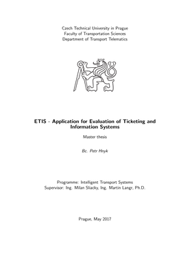 ETIS - Application for Evaluation of Ticketing and Information Systems