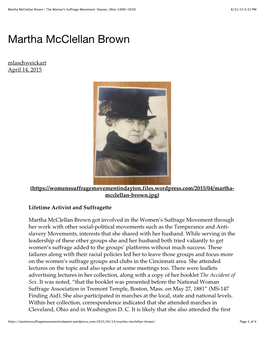 Martha Mcclellan Brown | the Woman's Suffrage Movement: Dayton, Ohio (1890-1920) 8/31/15 6:32 PM
