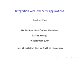 Integration with 3Rd Party Applications