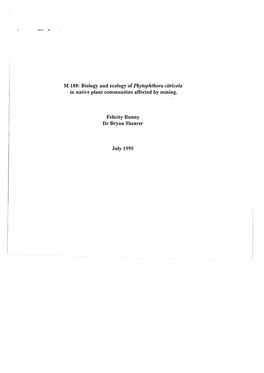 Biology and Ecology of Phytophthora Citricola in Native Plant Communities Affected by Mining