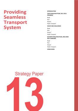 Strategy Paper 13: Providing Seamless Transport System 13-1