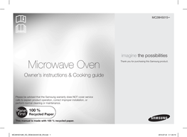 Microwave Oven Thank You for Purchasing This Samsung Product