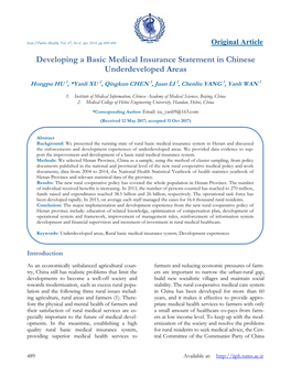 Developing a Basic Medical Insurance Statement in Chinese Underdeveloped Areas