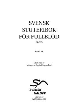 Svensk Stuteribok För Fullblod Vol 28