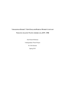 New England Puritan Women's Acts of Violence Against Native Americans