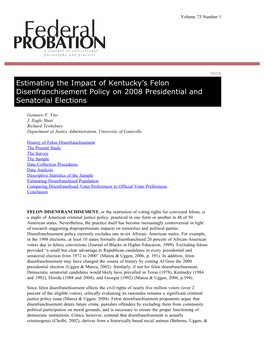 Estimating the Impact of Kentucky's Felon Disenfranchisement Policy