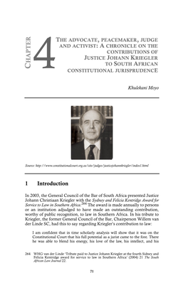 A Chronicle on the Contributions of Justice Johann Kriegler To