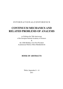 Continuum Mechanics and Related Problems of Analysis