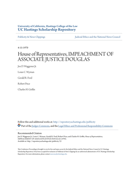 House of Representatives, IMPEACHMENT of ASSOCIATE JUSTICE DOUGLAS Joe D