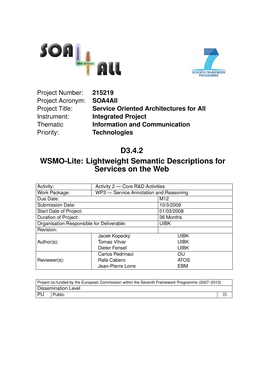 D3.4.2 WSMO-Lite: Lightweight Semantic Descriptions for Services on the Web