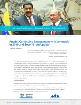 Russia's Continuing Engagement with Venezuela in 2019 and Beyond