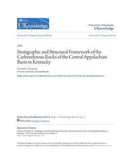 Stratigraphic and Structural Framework of the Carboniferous Rocks of the Central Appalachian Basin in Kentucky Donald R