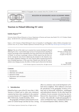 Tourism in Poland Following EU Entry