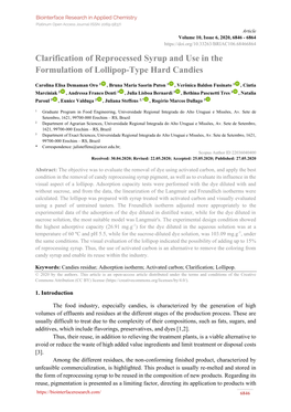 Clarification of Reprocessed Syrup and Use in the Formulation of Lollipop-Type Hard Candies