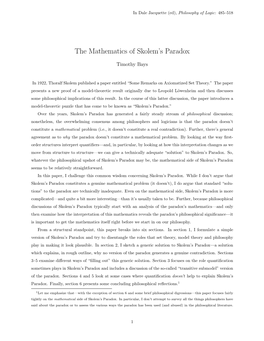 The Mathematics of Skolem's Paradox