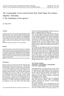 The Zoogeography of the Scincid Lizards from North Papua New Guinea (Reptilia : Scincidae)