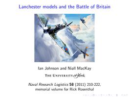 Lanchester Models and the Battle of Britain