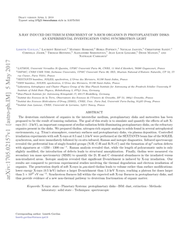 Arxiv:1705.02157V1 [Astro-Ph.IM] 5 May 2017 Thus Provide Evidence of a New Non-Thermal Pathway to Deuterium Fractionation of Organic Matter