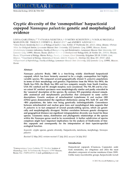Cryptic Diversity of the Cosmopolitan Harpacticoid Copepod