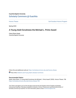 A Young Adult Scrutinizes the Michael L. Printz Award