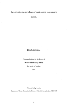 Investigating the Correlates of Weak Central Coherence in Autism