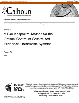 A Pseudospectral Method for the Optimal Control of Constrained Feedback Linearizable Systems