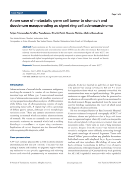 A Rare Case of Metastatic Germ Cell Tumor to Stomach and Duodenum Masquerading As Signet Ring Cell Adenocarcinoma