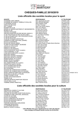 Liste Officielles Des Sociétés Locales Pour Le Sport