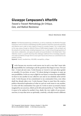 Giuseppe Campuzano's Afterlife