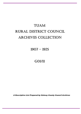 G01-11 Tuam Rural District Council 1907-1925