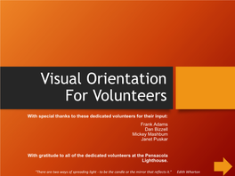 Visual Orientation for Volunteers