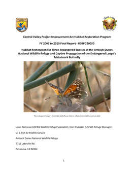 Central Valley Project Improvement Act Habitat Restoration Program FY