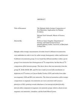 The Multiple Sulfur Isotopic Composition of Iron