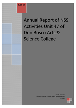 Annual Report of NSS Activities Unit 47 of Don Bosco Arts & Science