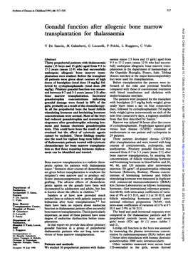 Gonadal Function After Allogenic Bone Marrow Transplantation For