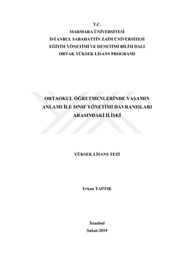 Ortaokul Öğretmenlerinde Yaşamin Anlami Ile Sinif Yönetimi Davranişlari Arasindaki Ilişki