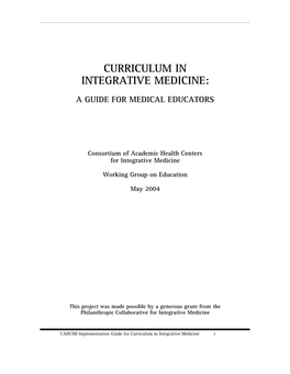 Curriculum in Integrative Medicine