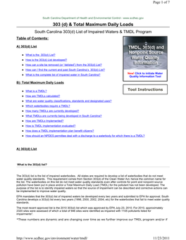 SCDHEC 2011C. List of Impaired Waters & TMDL Program