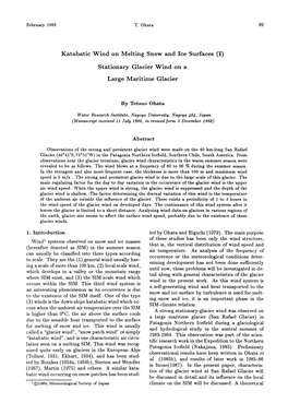 Katabatic Wind on Melting Snow and Ice Surfaces (I) Stationary Glacier Wind on a Large Maritime Glacier