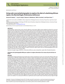 Using Web-Sourced Photography to Explore the Diet of a Declining African Raptor, the Martial Eagle (Polemaetus Bellicosus) Vincent N