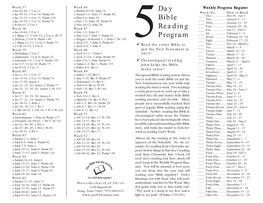 Bible Reading Schedule