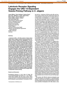 Latrotoxin Receptor Signaling Engages the UNC-13-Dependent Vesicle-Priming Pathway in C