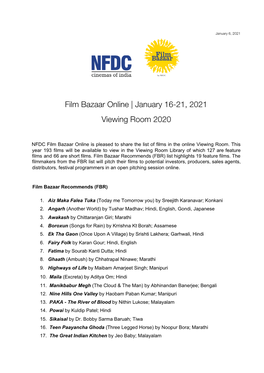 Films at Film Bazaar Online Viewing Room 2020