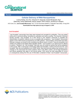 Cellular Delivery of RNA Nanoparticles Lorena Parlea, Anu Puri, Wojciech K