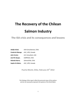 The Recovery of the Chilean Salmon Industry: the ISA Crisis and Its