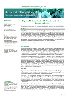 Nigerian Medicinal Plants with Potential Antibacterial Property: a Review