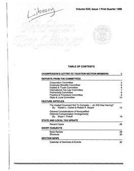 Taxation Section: Michigan Tax Lawyer Winter 1996