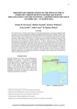 Preliminary Observations of the Impacts the 22