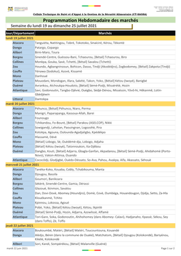 Programmation Hebdomadaire Des Marchés