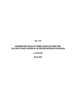 Housing Use Value at Three Levels of Analysis: the Case of Basic Housing in the Santiago Metropolitan Region